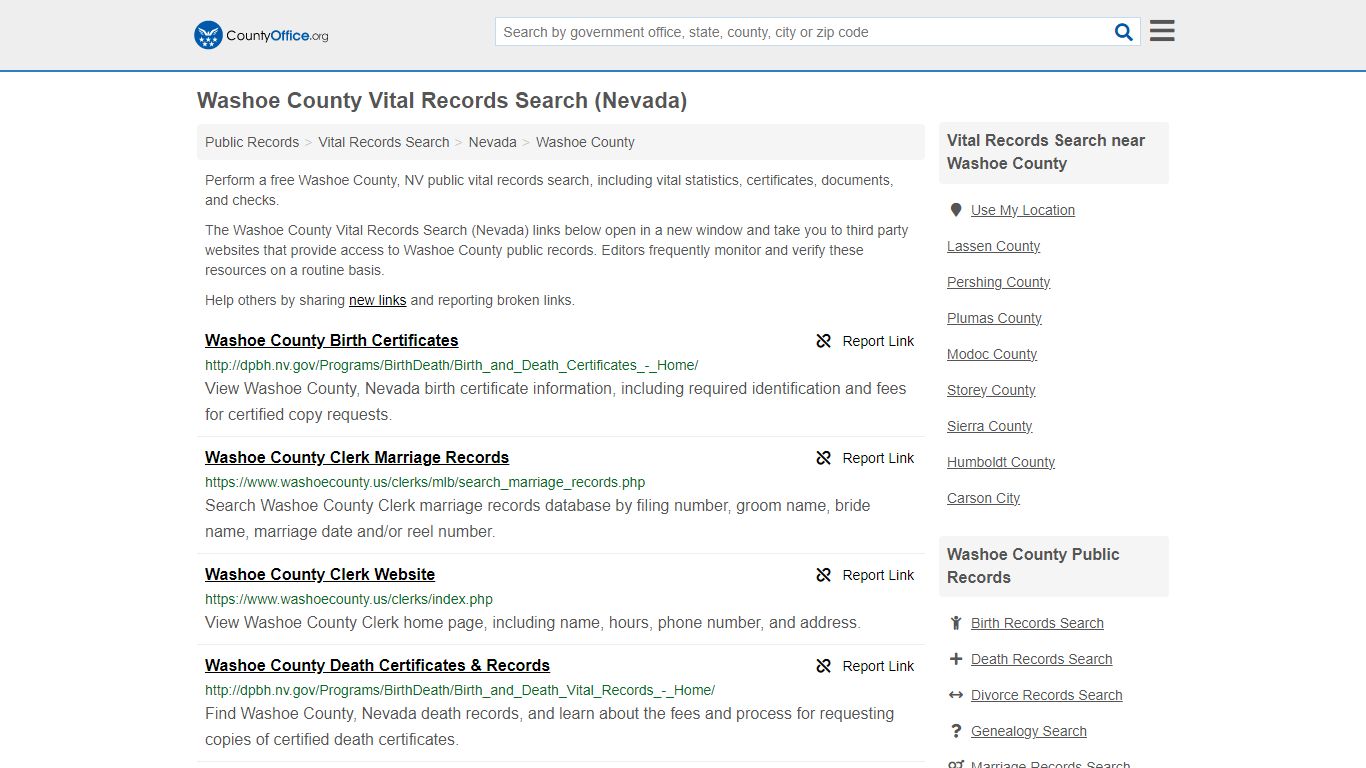 Vital Records Search - Washoe County, NV (Birth, Death, Marriage ...