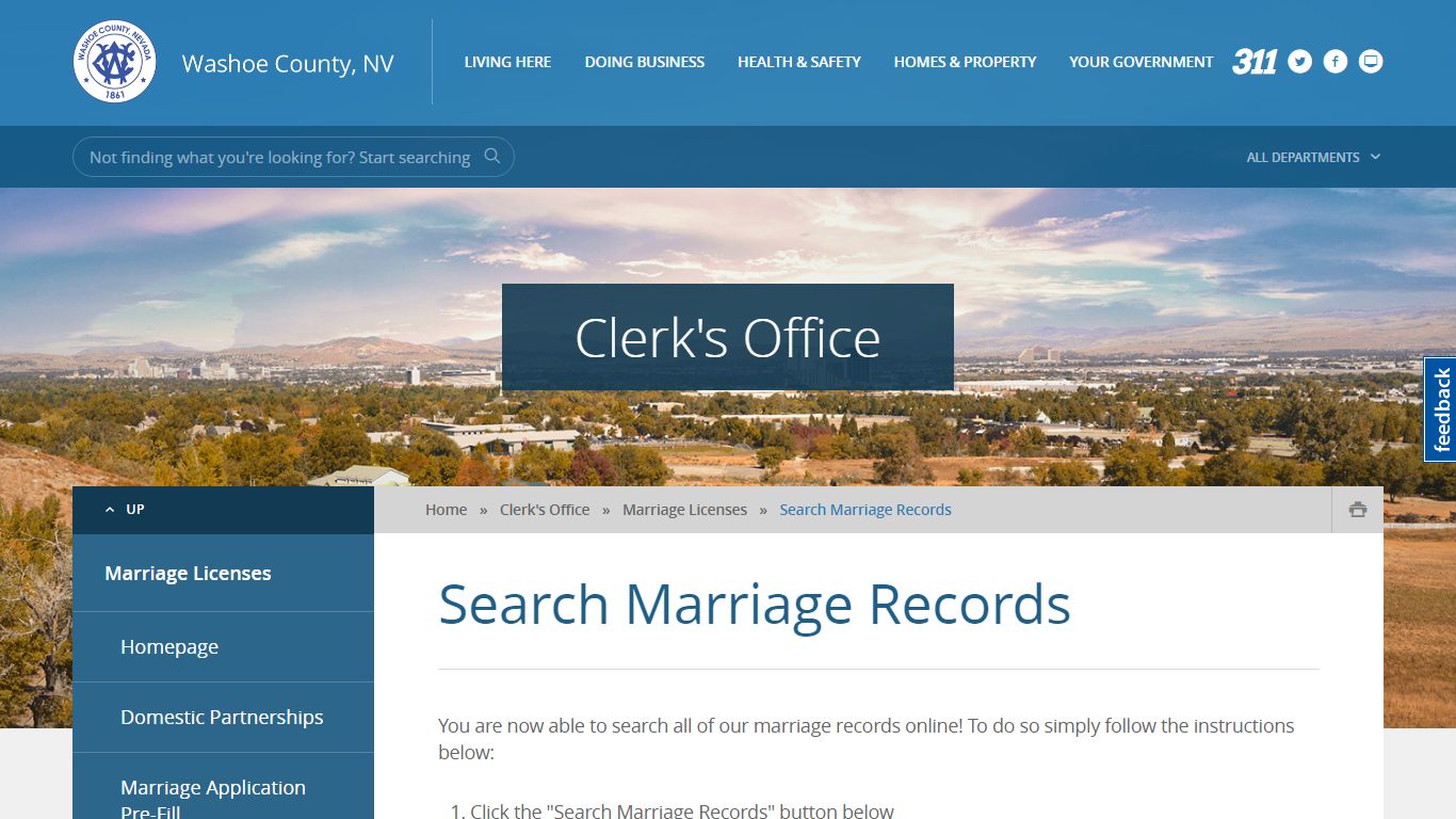 Search Marriage Records - Washoe County, NV